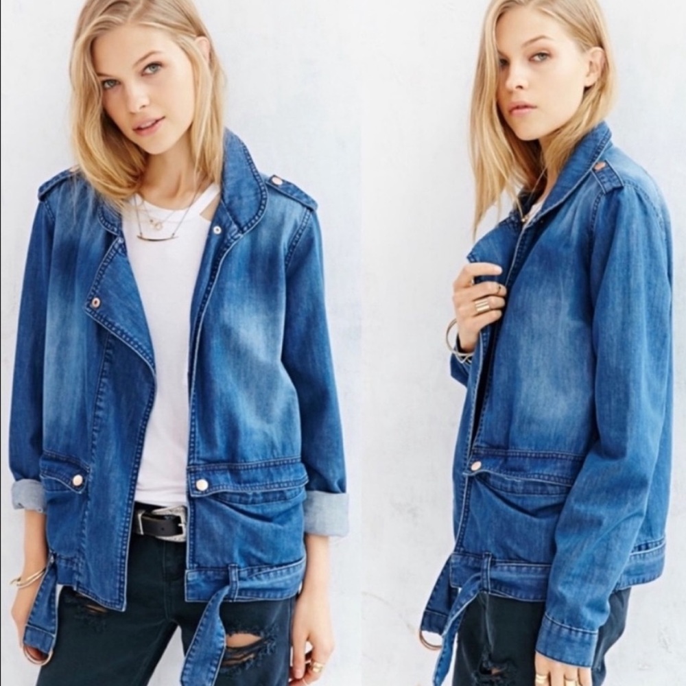 One Teaspoon Urban Outfitters Slouchy Denim Jean Jacket Sz S Blue Pockets Snaps